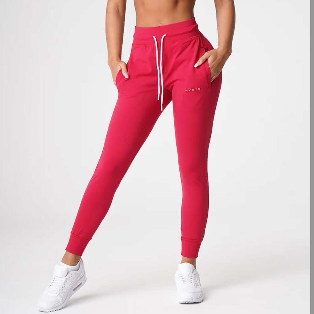 NVGTN Red High Waisted Skinny Fit Joggers